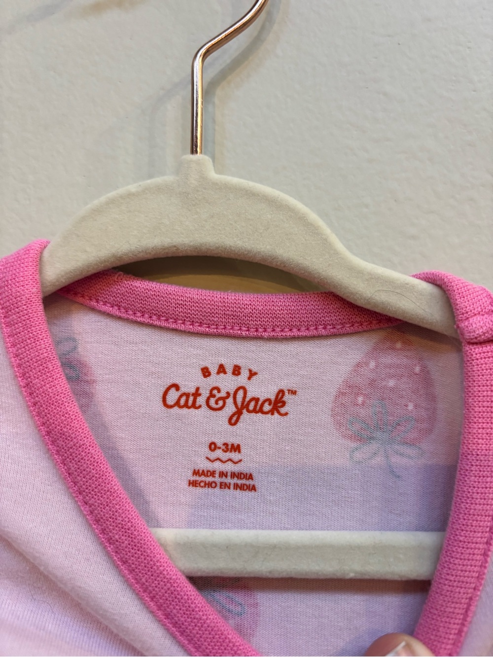 Cat & Jack Pink Strawberry Print Short Sleeve Romper - Picture 3 of 3